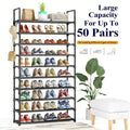 3–10 Tier Space-Saving Shoe Rack – Multi-Level Shoe Organizer with Side Handles for Home & Closet